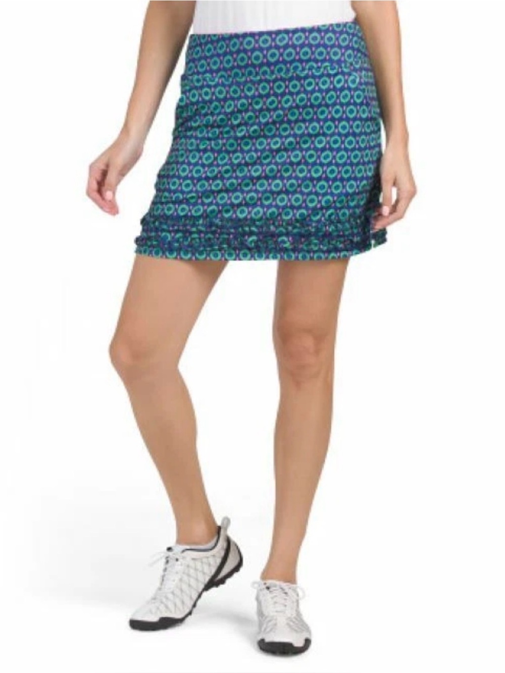 Birdies And Bows Colorful Geo Print Ruffle Mini Skort in Deuce Dots Sz M